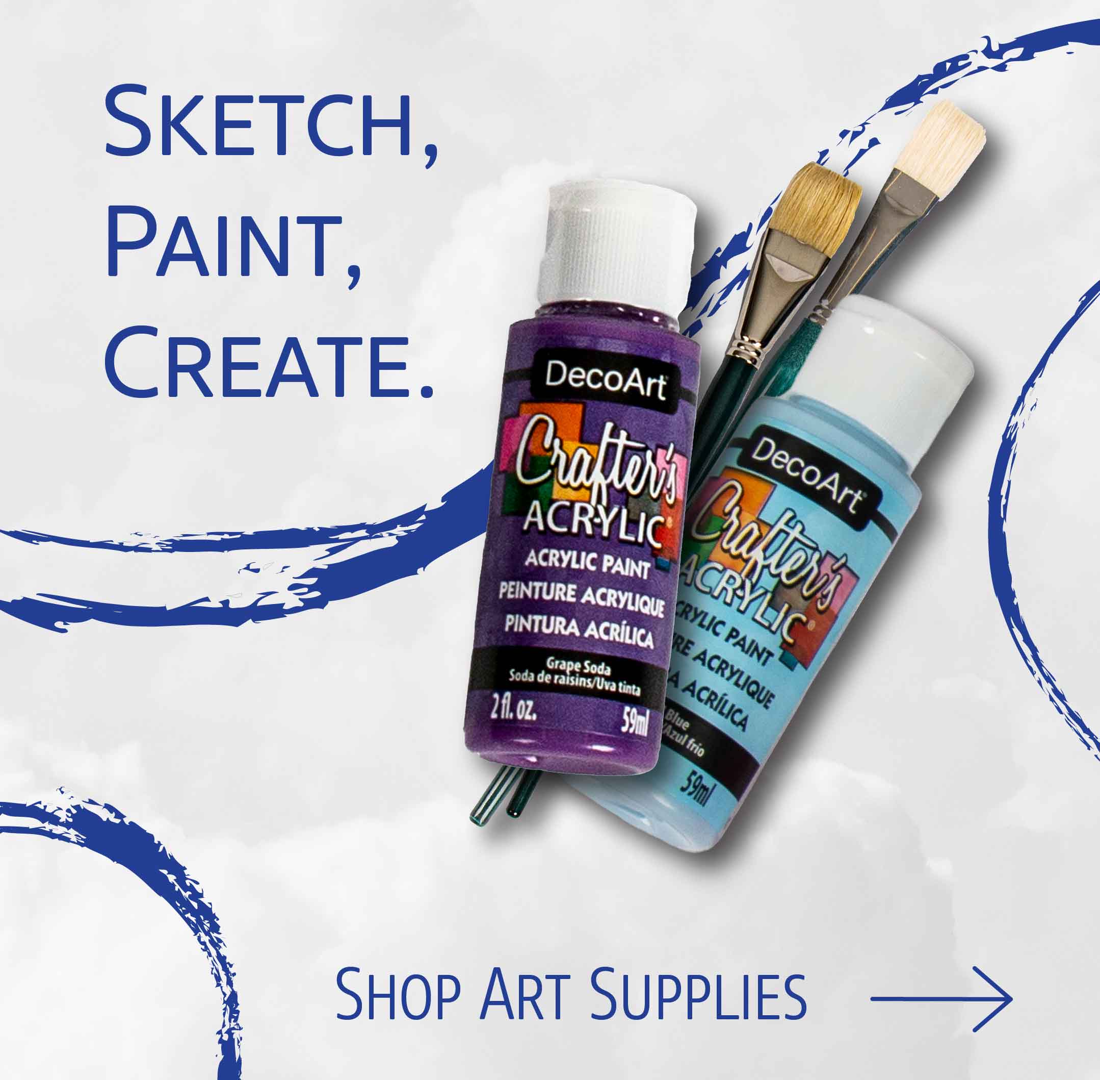 Sketch, paint, and create with art supplies!